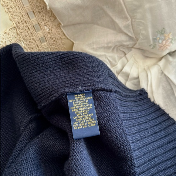 Polo Ralph Lauren Navy Blue Full Zip Cable Knit Sweater Men’s Size XL Classic - Picture 9 of 15